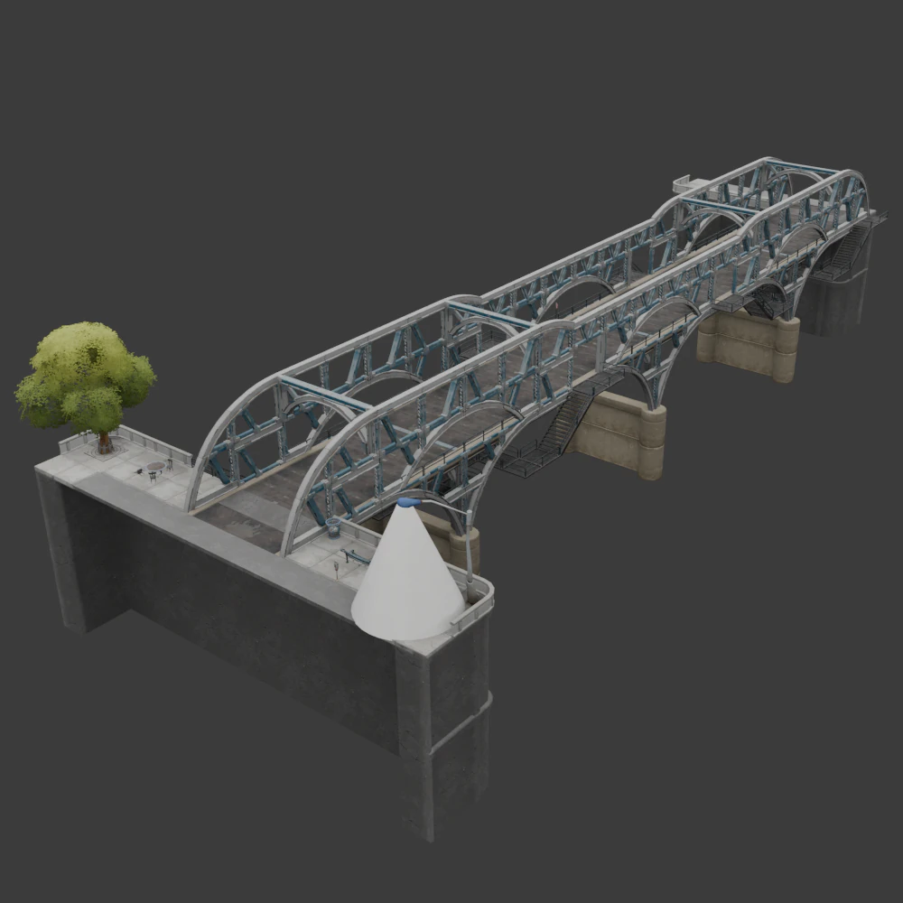 Blue Steel Bridge - Fortnite 3D Model .c4d .max .obj .3ds .fbx .stl .blend 