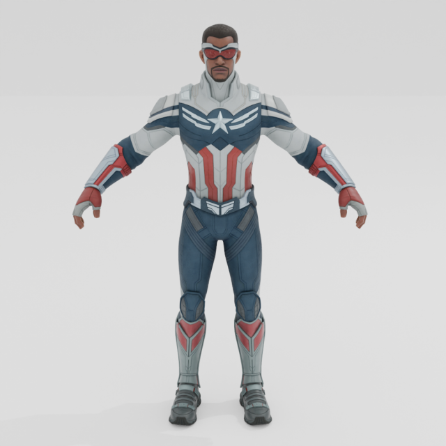 Captain America Sam Wilson - Fortnite 3D Model .c4d .max .obj .3ds .fbx .stl .blend 