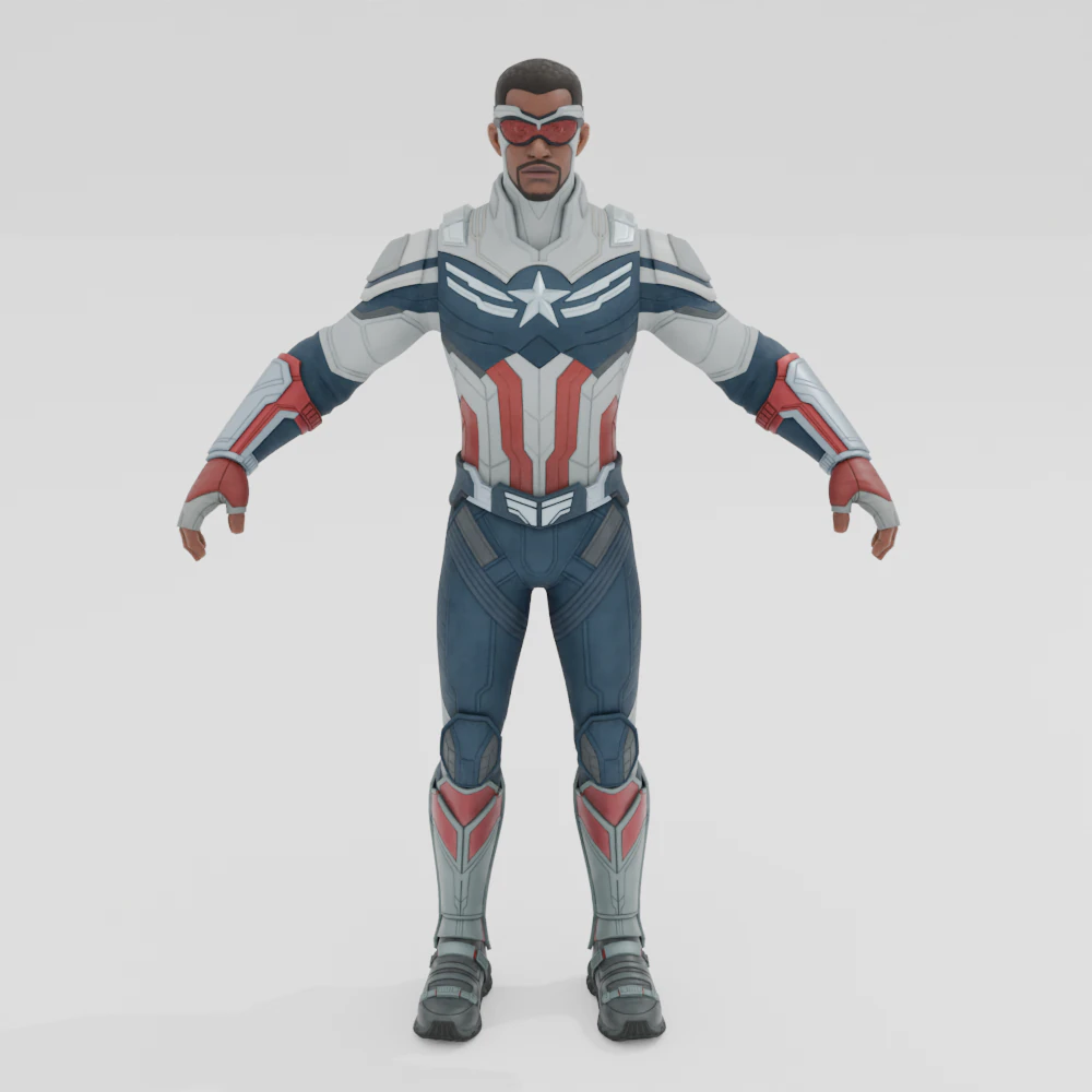 Captain America Sam Wilson - Fortnite 3D Model .c4d .max .obj .3ds .fbx .stl .blend 