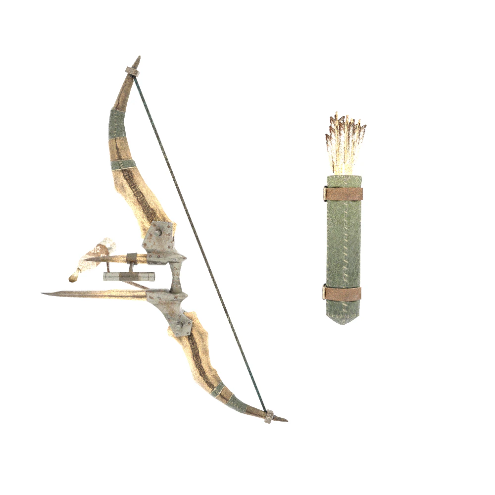 Cross Hunters Bow - Monster Hunter World 3D Model .c4d .max .obj .3ds .fbx .stl .blend