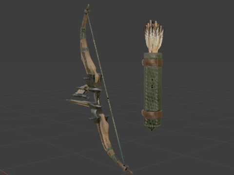 Cross Hunters Bow - Monster Hunter World 3D Model