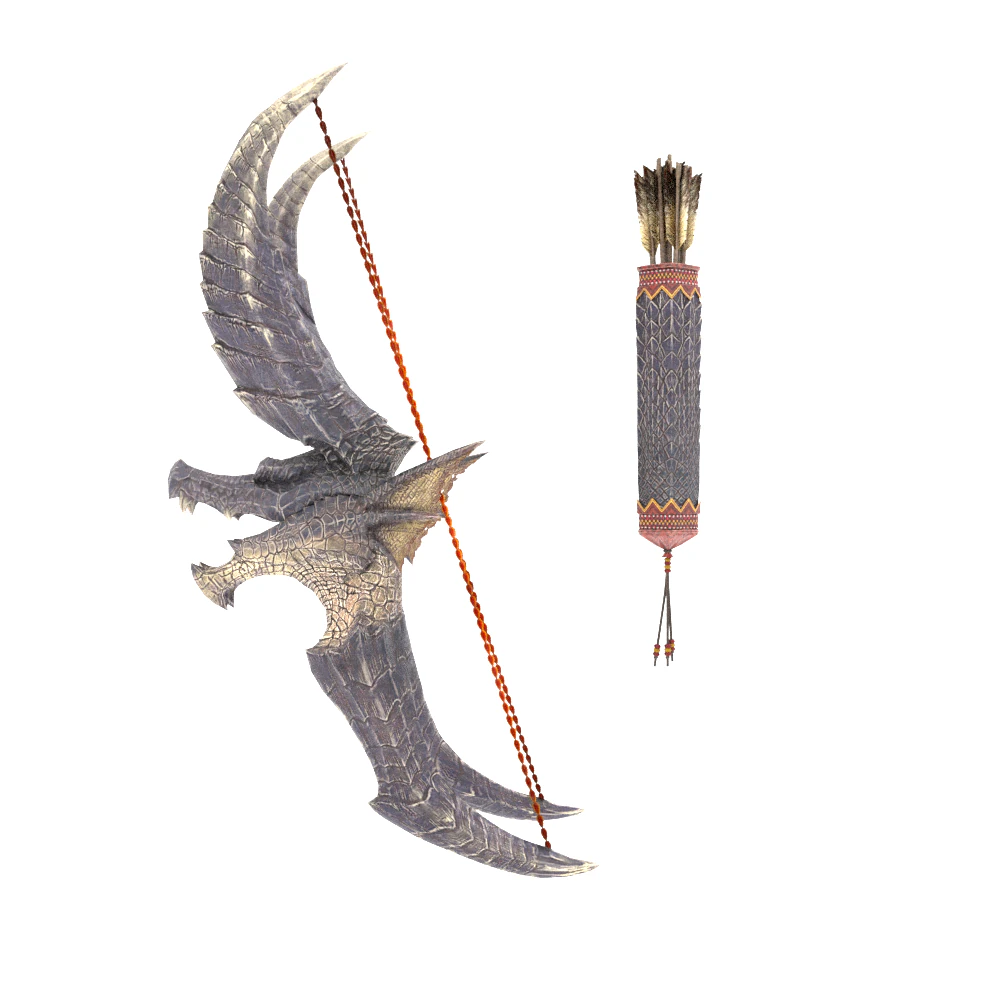 Bow of Rack Ruin - Monster Hunter World 3D Model .c4d .max .obj .3ds .fbx .stl .blend