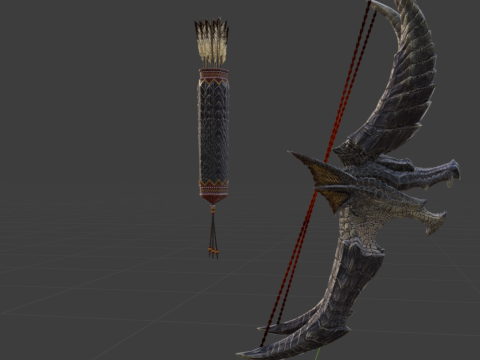 Bow of Rack Ruin - Monster Hunter World Modelo 3D