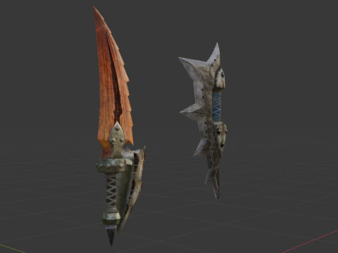 Blizzarioths Dual Blades - Monster Hunter World 3D Model