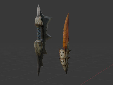 Blizzarioths Dual Blades - Monster Hunter World Modèle 3D