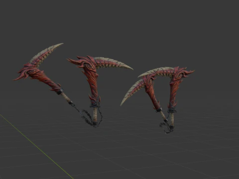 Blood-Drinker Chainblade Dual Blades - Monster Hunter World 3D Model