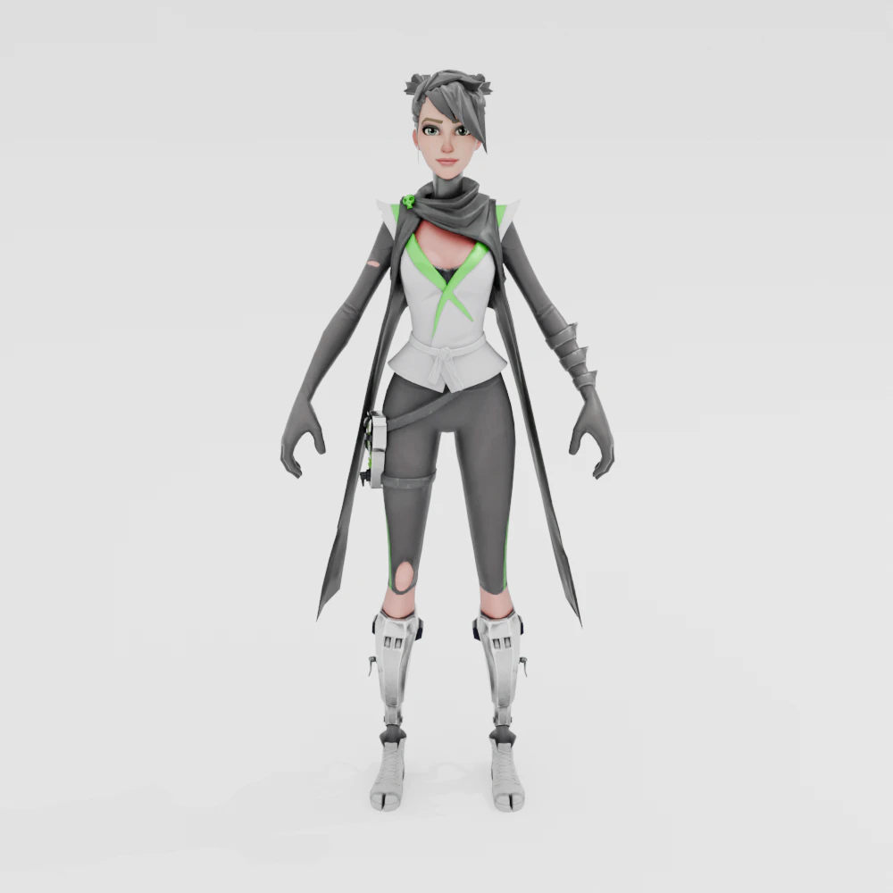 Jade Assassin Sarah - Fortnite 3D Model .c4d .max .obj .3ds .fbx .stl .blend 