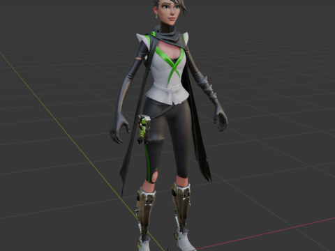 Jade Assassin Sarah - Fortnite 3D मॉडल