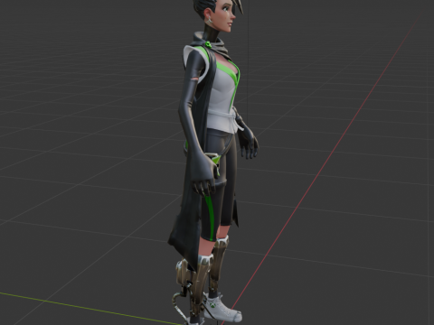 Jade Assassin Sarah - Fortnite 3D मॉडल