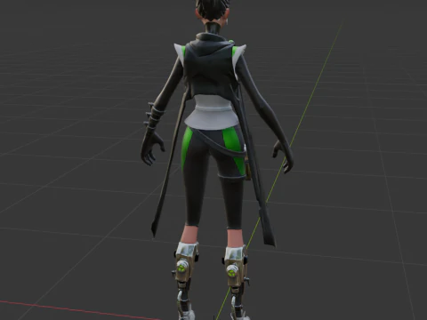 Jade Assassin Sarah - Fortnite 3D Model