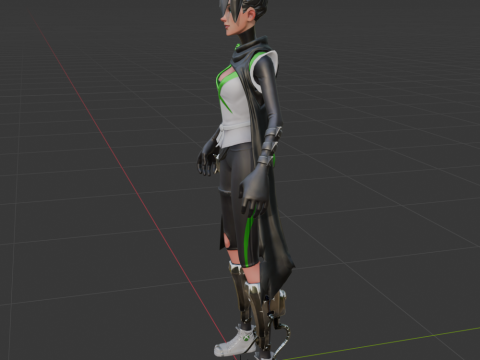 Jade Assassin Sarah - Fortnite 3D मॉडल