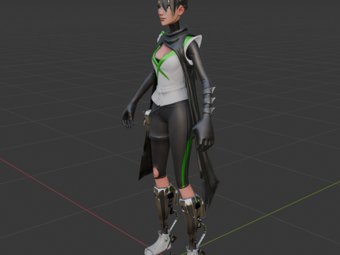 Jade Assassin Sarah - Fortnite 3D मॉडल