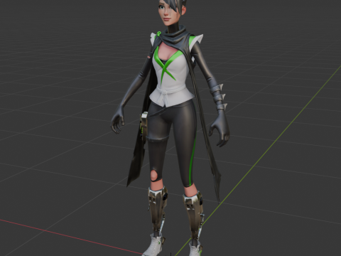 Jade Assassin Sarah - Fortnite 3D मॉडल