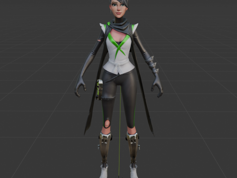Jade Assassin Sarah - Fortnite 3D मॉडल