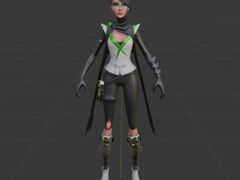 Jade Assassin Sarah - Fortnite 3D Model