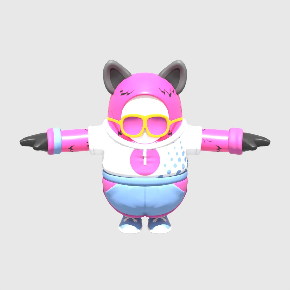 Wolfie Fall Guy - Fortnite 3D Model .c4d .max .obj .3ds .fbx .stl .blend 