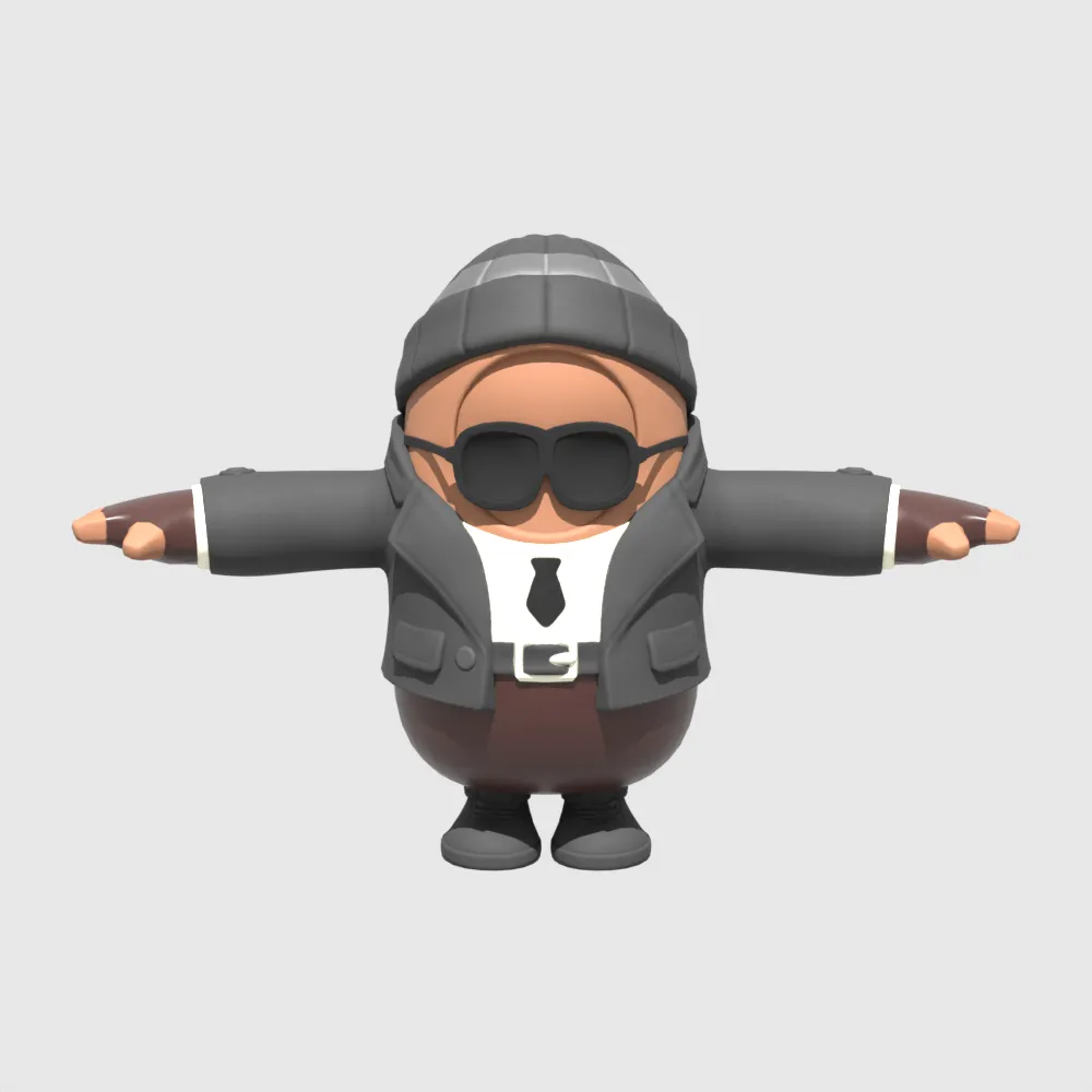 Noir Fall Guy - Fortnite 3D Model .c4d .max .obj .3ds .fbx .stl .blend