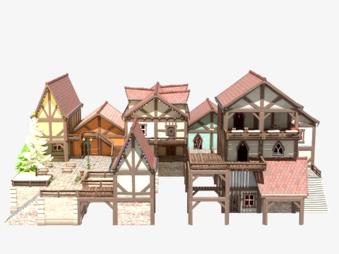 March&eacute; du village - Fortnite Modèle 3D
