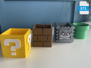 Bros Mario Blocks Planter and Boxes 3D Print Model