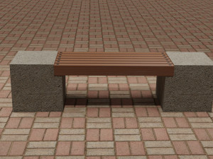 Bench and trash can 3D Model