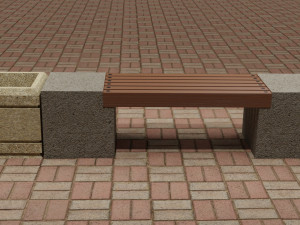 Bench and trash can 3D Модель