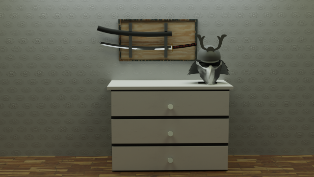 Katana and samurai helmet 3Dモデル .c4d .max .obj .3ds .fbx .stl .blend 