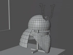 Katana and samurai helmet 3D Model