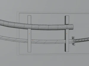 Katana and samurai helmet 3D Model