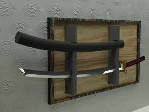Katana and samurai helmet 3D Model