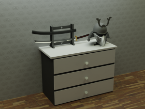 Katana and samurai helmet 3Dモデル