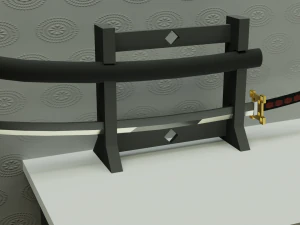 Katana and samurai helmet 3D Model