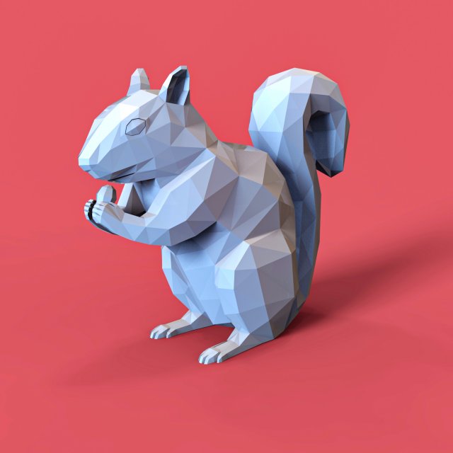 Low Poly Squirrel 3D 打印模型 .c4d .max .obj .3ds .fbx .stl .blend 