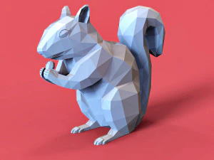 Esquilo Low Poly Modelo de Impressão 3D