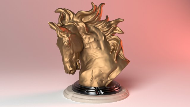 Horse Head Sculpture 3D-printmodel .c4d .max .obj .3ds .fbx .stl .blend 