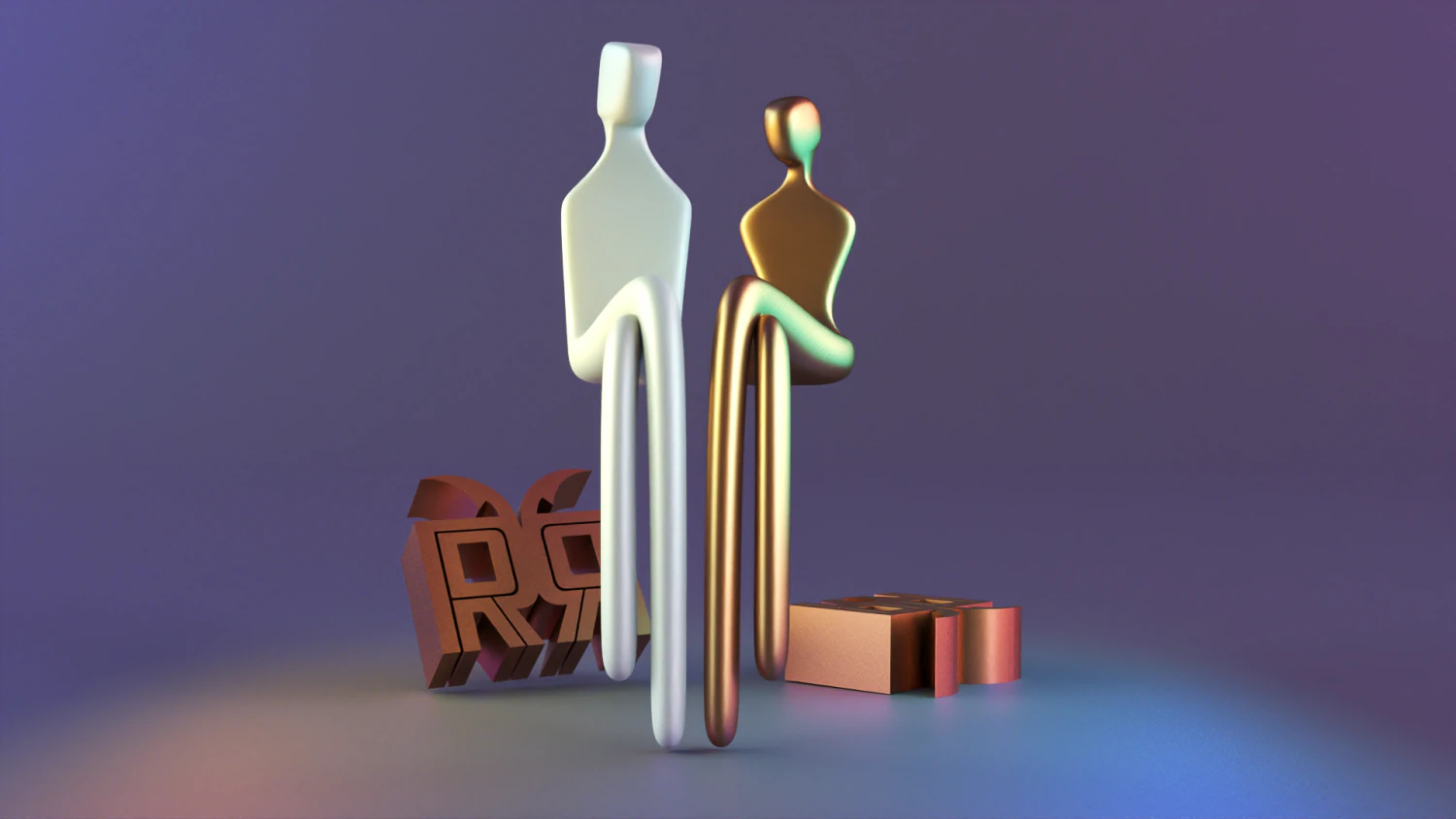 Mantle Sculpture the Two of Us 3D Print Model .c4d .max .obj .3ds .fbx .stl .blend
