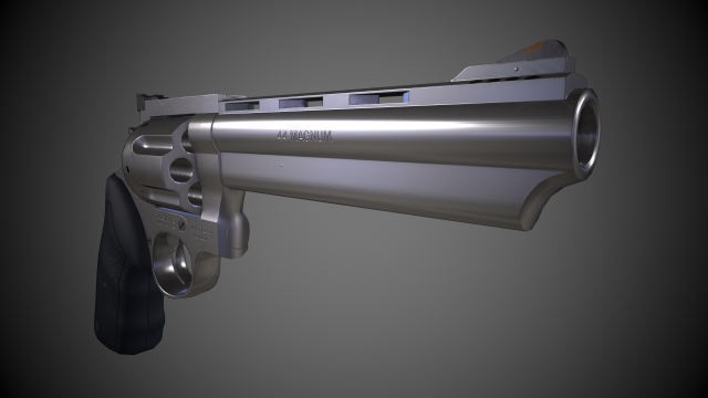Revolver in 44 Magnum w 65 Modelo 3D .c4d .max .obj .3ds .fbx .stl .blend 