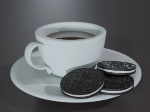 Coffee Cup with Cookies 3D Model