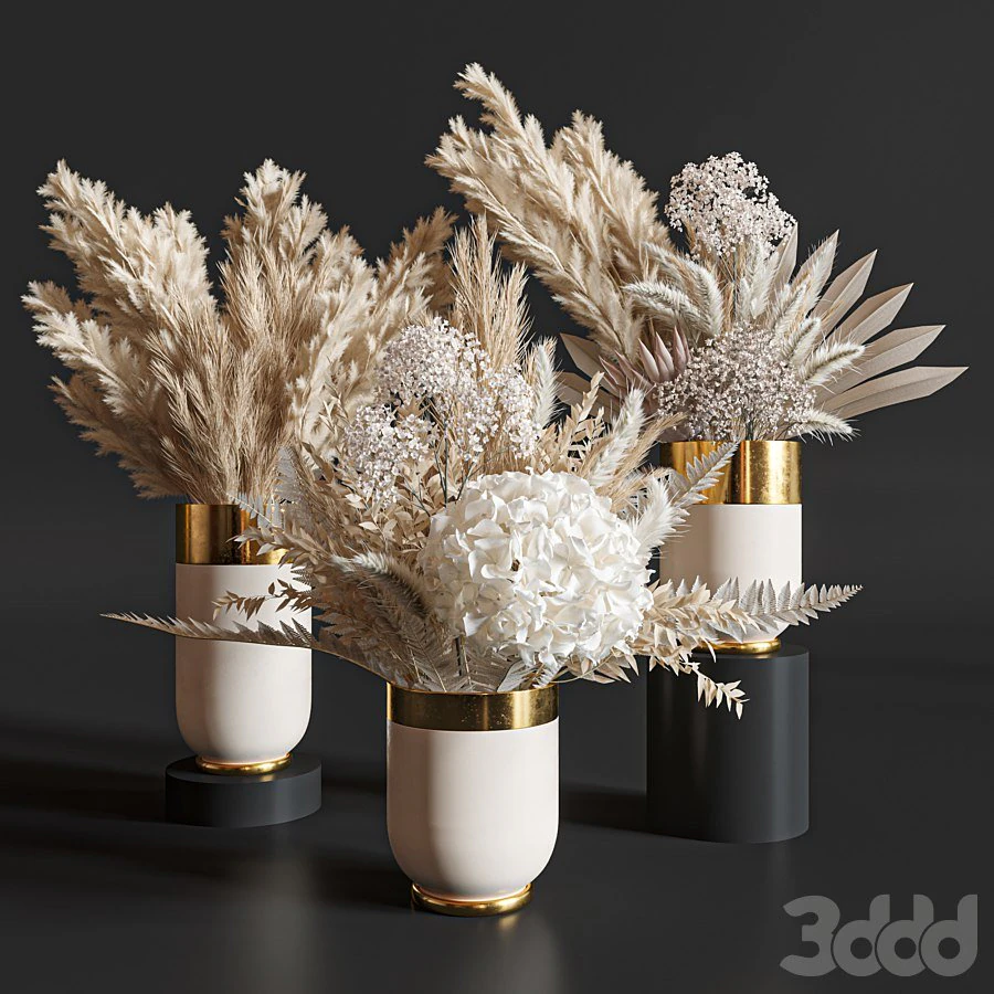 Flower Set 010 Pampas 3D Model .c4d .max .obj .3ds .fbx .stl .blend 
