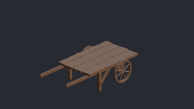Wooden cart low poly Model 3D .c4d .max .obj .3ds .fbx .stl .blend 