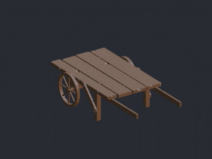 Wooden cart low poly Model 3D