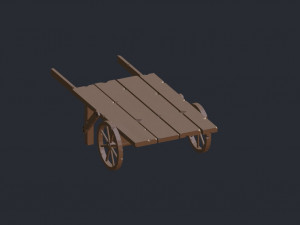 Wooden cart low poly Model 3D