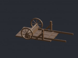 Wooden cart low poly Model 3D