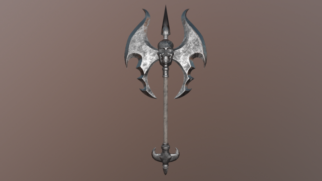 An axe with a skull 3D Model .c4d .max .obj .3ds .fbx .stl .blend 