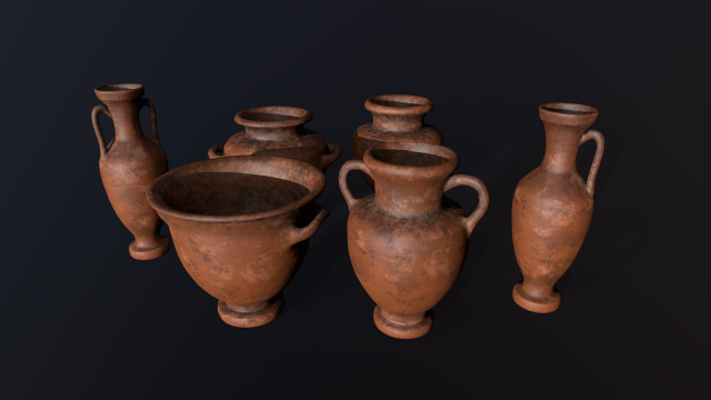 Antique clay pot 3D Model .c4d .max .obj .3ds .fbx .stl .blend 