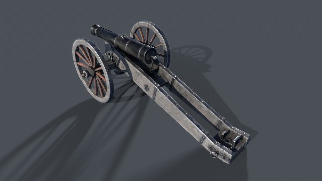 Medieval cannon Low-poly 3D Model .c4d .max .obj .3ds .fbx .stl .blend 