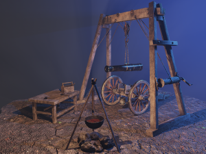 Repair of cannon on wheels Low-poly 3D 모델