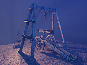 Repair of cannon on wheels Low-poly 3D 모델