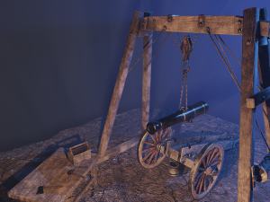 Repair of cannon on wheels Low-poly 3D 모델
