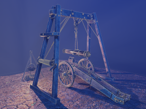 Repair of cannon on wheels Low-poly 3D 모델