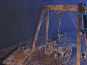 Repair of cannon on wheels Low-poly 3D 모델